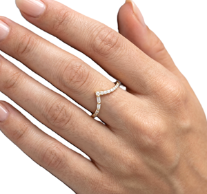 New Arrivals Fine Wholesale Stacking <b>Ring</b> Minimalist Curved <b>Ring</b> Luxury New Design 10K 14K Solid Gold Round Baguette Lab Diamond - Product Image 5