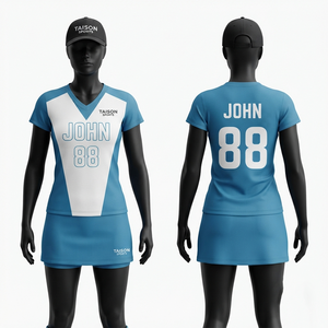 Uniforme de hockey sur gazon personnalisé pour hommes, 180 GSM, polyester interlock de qualité supérieure, design à panneaux bleu ciel et blanc, logo imprimé numériquement - Product Image 1