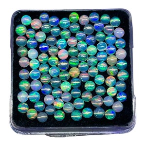 Opale d'Éthiopie naturelle, 3 mm, ronde, chatoyante, cabochon en opale, lot de pierres précieuses, opale Welo authentique, pierres rondes lisses et polies - Product Image 2