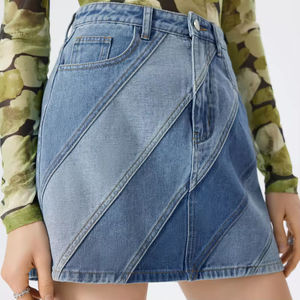 กระโปรงยีนส์พิมพ์ลายแฟชั่นประดับพู่ กระโปรงสั้นเอวสูงสำหรับผู้หญิง ผ้าฝ้าย แฟชั่นใหม่สไตล์เรโทร ยืดได้ - Product Image 6