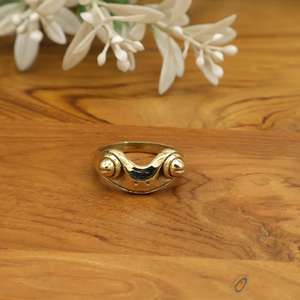 Vintage Style Gold <b>Statement</b> <b>Ring</b>, Abstract Dome Minimalist Artisan Sculptural Jewelry, Modern Organic Gift - Product Image 3