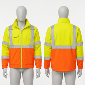 Premium 300 GSM Polyester Interlock Orange Work <b>Jacket</b> Raglan Panel Full Zip Custom Embroidery Logo - Product Image 3