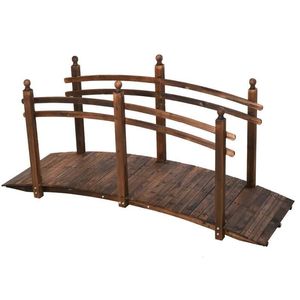 Puente de Jardín de Madera de Abeto Carbonizado de 7.5 Pies con Barandillas Laterales para Patios, Jardines y Arroyos - Ideal para Paisajismo y Terrazas - Product Image 1