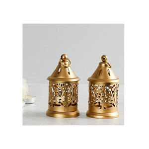 Classical Design Iron Hanging & Etching Candle Holder <b>Lantern</b> Hot Selling for Home Decor Modern Design Ideal Size Gold Finished - Product Image 1