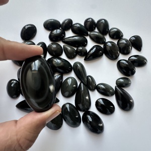 Cabujón de obsidiana negra TFH disponible para la venta, lote de 42 piezas y 300 gramos (1500), cristal curativo pulido a mano. - Product Image 3