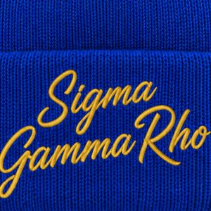 Casquette d'hiver tricotée personnalisée Sigma Gamma Rho pour femmes, bleu roi, avec logo brodé 3D, SGRho, chaude, réglable, 100% acrylique, grecque - Product Image 6