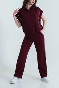 Conjunto Deportivo de Maternidad para Mujer, 2 en 1, Poliéster/Algodón, Estilo Hip Hop, Manga Larga, Cuello con Botones, Cintura Elástica, Corte Regular, Otoño - Product Image 5