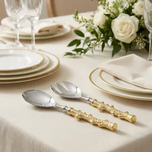 Juego de Cubiertos Vintage de Metal con Mango Dorado en Forma de Rama, Acabado Espejo, para Bodas, Cenas, Hogar, Restaurantes y Hoteles - Product Image 2