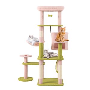 147 cm Hoher Mehrstufiger Katzenbaum Ästhetischer Blumen-Katzenturm - Product Image 4