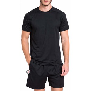 Conjunto de camiseta y pantalones cortos de algodón negro para hombre, cuello redondo, estampado con letras, transpirable, ropa informal de verano, camiseta de manga corta - Product Image 3