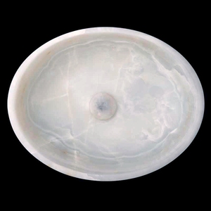 Vasque ovale en onyx blanc afghan, lavabo en pierre naturelle, finition brossée, vasque de salle de bain contemporaine - Product Image 4
