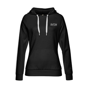 Sweat à capuche en molleton noir unisexe avec logo personnalisé, style décontracté, chaud, streetwear, en coton épais, avec poche kangourou et cordon de serrage - Product Image 2