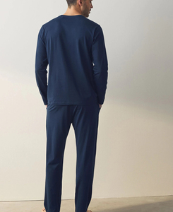 Pantalon décontracté pour femme de qualité supérieure, bleu marine, en tricot extensible respirant, couleur unie, taille élastique avec cordon de serrage, toutes saisons, taille basse - Product Image 2