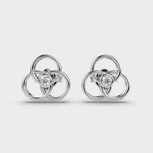 Moissanite Diamond Stud <b>Earrings</b> with Screw Back Certified Round Brilliant Cut Iced Out <b>Cute</b> Luxury <b>Earrings</b> Set for Women's - Product Image 4