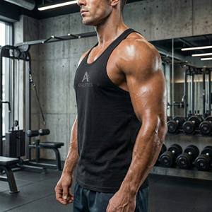 Débardeur stringer OEM personnalisé pour homme, modèle Y-Back, pour la gym, le fitness et la musculation, 100% coton, séchage rapide, respirant - Product Image 3