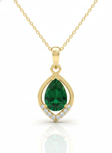 Collier pendentif taille émeraude avec diamants taille ronde, pour un usage quotidien, diamants naturels et de laboratoire - Product Image 1