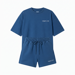 Tenues d'été pour femmes, ensembles t-shirt et short, ensemble court deux pièces, ensembles de shorts cyclistes vierges pour femmes, shorts personnalisés pour femmes - Product Image 4