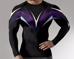Custom Compression MMA BJJ Rash Guard OEM ODM Heat Transfer <b>Printed</b> Breathable UPF50+ Men's Training Shirt Quick Dry - Product Image 3
