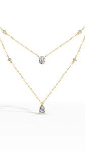 สร้อยคอเพชรรูปไข่ทรงลูกแพร์เพาะเลี้ยงในห้องปฏิบัติการ เงินแท้ 925 ไม่มีสี VVS สำหรับงานแต่งงาน งานฉลองครบรอบ สร้อยคอผู้หญิงแบบเรียงชั้น ดีไซน์ละเอียดอ่อน - Product Image 5