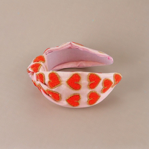 Serre-tête brodé cœur rose fait main, perles mignonnes, accessoire de cheveux tendance pour femmes et filles, cadeau Saint-Valentin - Product Image 2