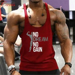 Camiseta sin mangas de algodón para hombre con estampado No Dream No Gain, cuello en V, sin mangas, informal, transpirable, para entrenamiento - Product Image 3