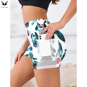 Pakistan Made <b>Top</b> Product Sublimation Print <b>Shorts</b>, High Quality Elastic Waist Yoga Fitness Wear Women Gym <b>Shorts</b> - Product Image 3