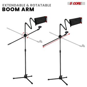 Floor Boom Microphone Stand with Phone and <b>Tablet</b> <b>Holder</b> Adjustable Gooseneck Tripod - Product Image 4