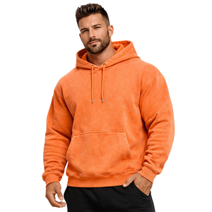 Sudadera con Capucha Extra Grande de Alta Calidad, 450 g/m², Lavada al Ácido, 100% Algodón, Felpa Naranja, Secado Rápido, Antiarrugas, para Invierno - Product Image 1