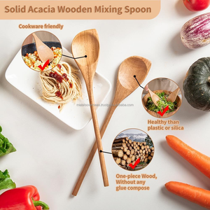 Cuillères de cuisine en bois naturel faites à la main pour la cuisine Cuillères en bois à long manche pour remuer et servir gravées sur mesure - Product Image 3