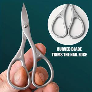 1pc Ciseaux à ongles en acier inoxydable pour enfants et adultes, lames courbées et concaves pour la coupe, ciseaux durables pour pédicure et manucure - Product Image 5