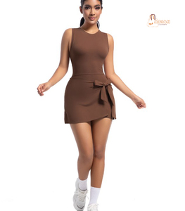 Combinaison de sport respirante et à séchage rapide pour femme, écologique, pour la gym, le fitness, le tennis, avec pantalon extensible doux et uni pour la course à pied - Product Image 2