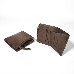 Portefeuille vertical unisexe en cuir véritable souple Castello de haute qualité, fait main, court, ouvert, en polyester, avec porte-monnaie, minimaliste, marron, neuf - Product Image 1