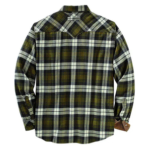 Chemise en flanelle à carreaux orange pour homme, manches longues, boutonnée, décontractée, respirante, 100 % coton, séchage rapide, légère, tricotée, col rabattu, printemps - Product Image 3