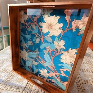 Mesa de Noche de Madera con Bandeja Impresa, Bandeja de Madera Personalizada para Guardar Teléfono y Reloj, Plato de Servicio al por Mayor - Product Image 1