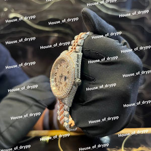 นาฬิกาข้อมือเพชรโมอิสซาไนต์แบบ Iced Out ตัวเรือนสแตนเลส หน้าปัดแบบโรมัน สไตล์ฮิปฮอป เหมาะสำหรับงานปาร์ตี้ นาฬิกาสแตนเลส - Product Image 2