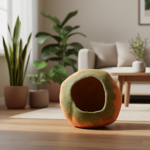 Maison pour chat en feutre en forme de citrouille, confortable pour les animaux - Product Image 3