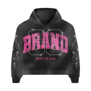 Ensemble de jogging vintage personnalisé respirant en maille, impression DTG, délavage acide, 100 % coton, survêtement streetwear à capuche coupe droite - Product Image 3