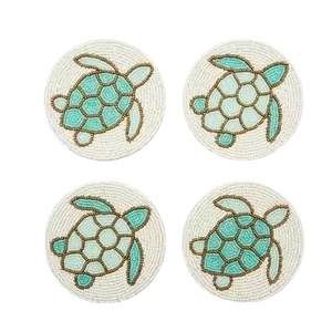 CRYSTAL CRAFT MANTU Posavasos estilo vaquero occidental hecho a mano con cuentas, diseño de herradura y sombrero de vaquero de seis puntas, de seda ecológica, en oferta - Product Image 1