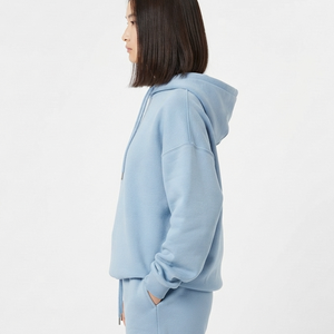 Fabricants de sweats à capuche unis OEM ODM 350 g/m² en molleton pour l'automne, style streetwear, épaules tombantes, logo personnalisé, sweats unisexes traditionnels - Product Image 2