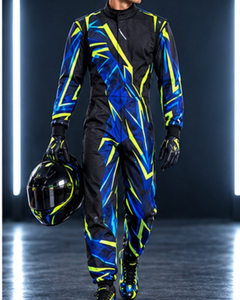 Traje de Carreras de Karting para Hombre, de Secado Rápido, Impermeable, con Estampado por Sublimación, Poliéster/Nailon, Manga Larga, Negro, Azul, Amarillo, Precio Económico, OEM - Product Image 1