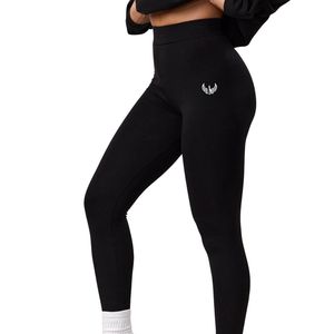 Legging noir en jersey pour femme, taille haute, extensible, doux au toucher, pour fitness, yoga, entraînement, tenue de sport, confort quotidien - Product Image 3