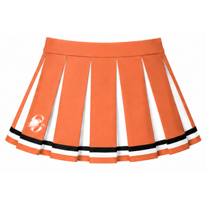 <b>Orange</b> <b>Pleated</b> Cheerleading <b>Skirt</b> Women Sports Performance Uniform Dance Team Apparel With Contrast Stripes - Product Image 1