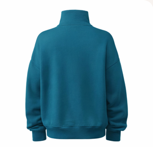 Women's Oversized Quarter Zip Sweatshirt Solid Color Fleece <b>Drop</b>-Shoulder <b>Stand</b> Collar Autumn Wear Women's hoodies - Product Image 3
