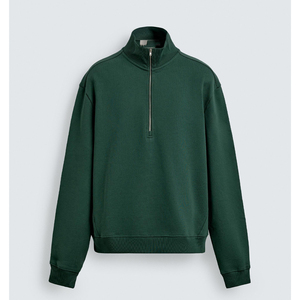 <b>Men</b> Black Quarter Zip Sweatshirt Custom Logo Streetwear <b>Pullover</b> Heavyweight Cotton USA Clothing Supplier - Product Image 1