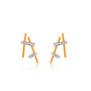 ต่างหูเพชรทรงกากบาทสีทอง - Product Image 1