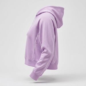 Sweat à capuche court gris pour femme, manches longues, cordon de serrage, imprimé lettres, en molleton 100% coton, qualité supérieure, collection automne - Product Image 6
