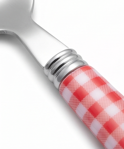 Ensemble de couverts rétro à poignée à carreaux en acier inoxydable, lavable au lave-vaisselle, 5 pièces, design coloré, vaisselle de fête - Product Image 2