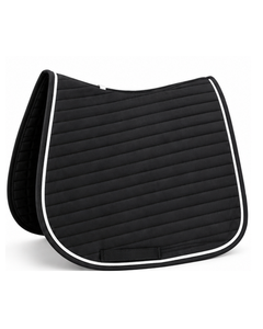 Tapis de selle équestre personnalisable avec rembourrage en polyester compressé, doublure en tissu, rayures horizontales, couleur noire - Product Image 1