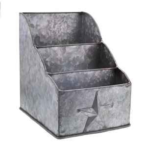 Organizador Metálico Galvanizado de 3 Niveles, Estante de Almacenamiento Rústico Estilo Granja, Organizador de Escritorio para Encimera de Cocina, Caja con Múltiples Compartimentos - Product Image 1