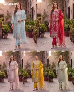 Colección de Kurti Recto de Alta Calidad con Bordado Intenso y Adornos de Moti, Pantalón con Bolsillos y Dupatta, Proveedor Indio - Product Image 2